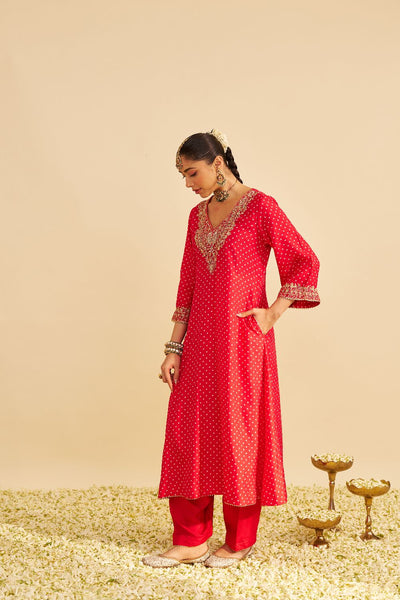 Zaliyah - Long Chauga With Salwar-Red