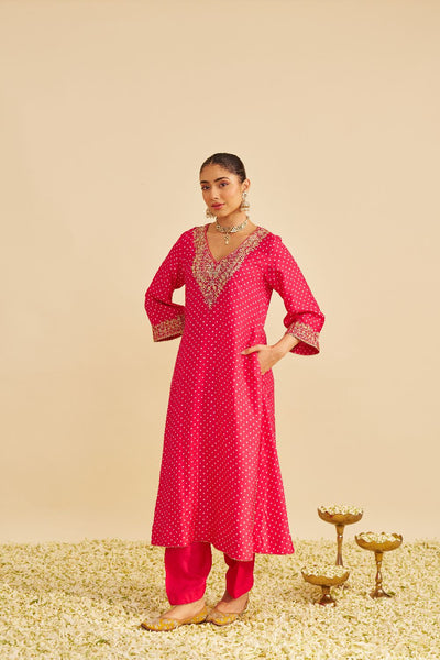 Amaya - Long Kaftan With Salwar-Hotpink