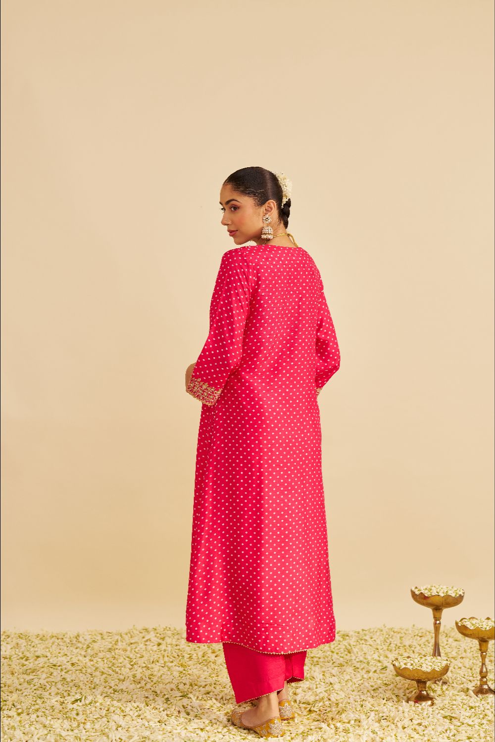 Amaya - Long Kaftan With Salwar-Hotpink