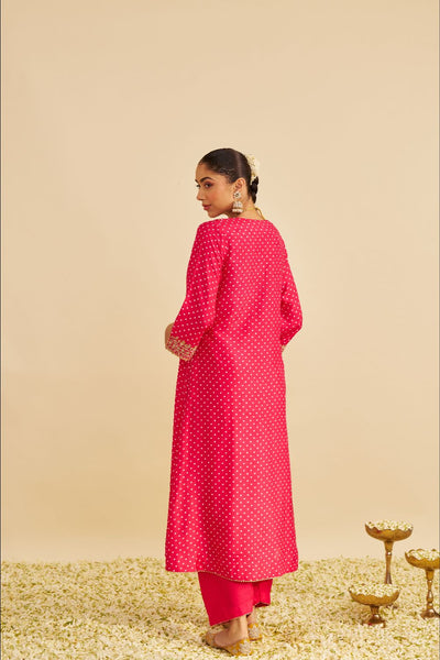 Amaya - Long Kaftan With Salwar-Hotpink