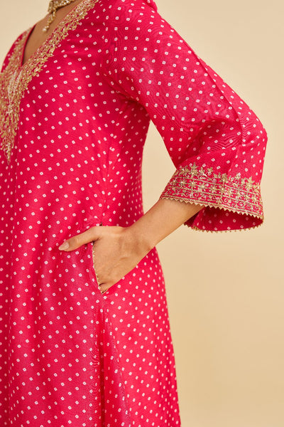 Amaya - Long Kaftan With Salwar-Hotpink
