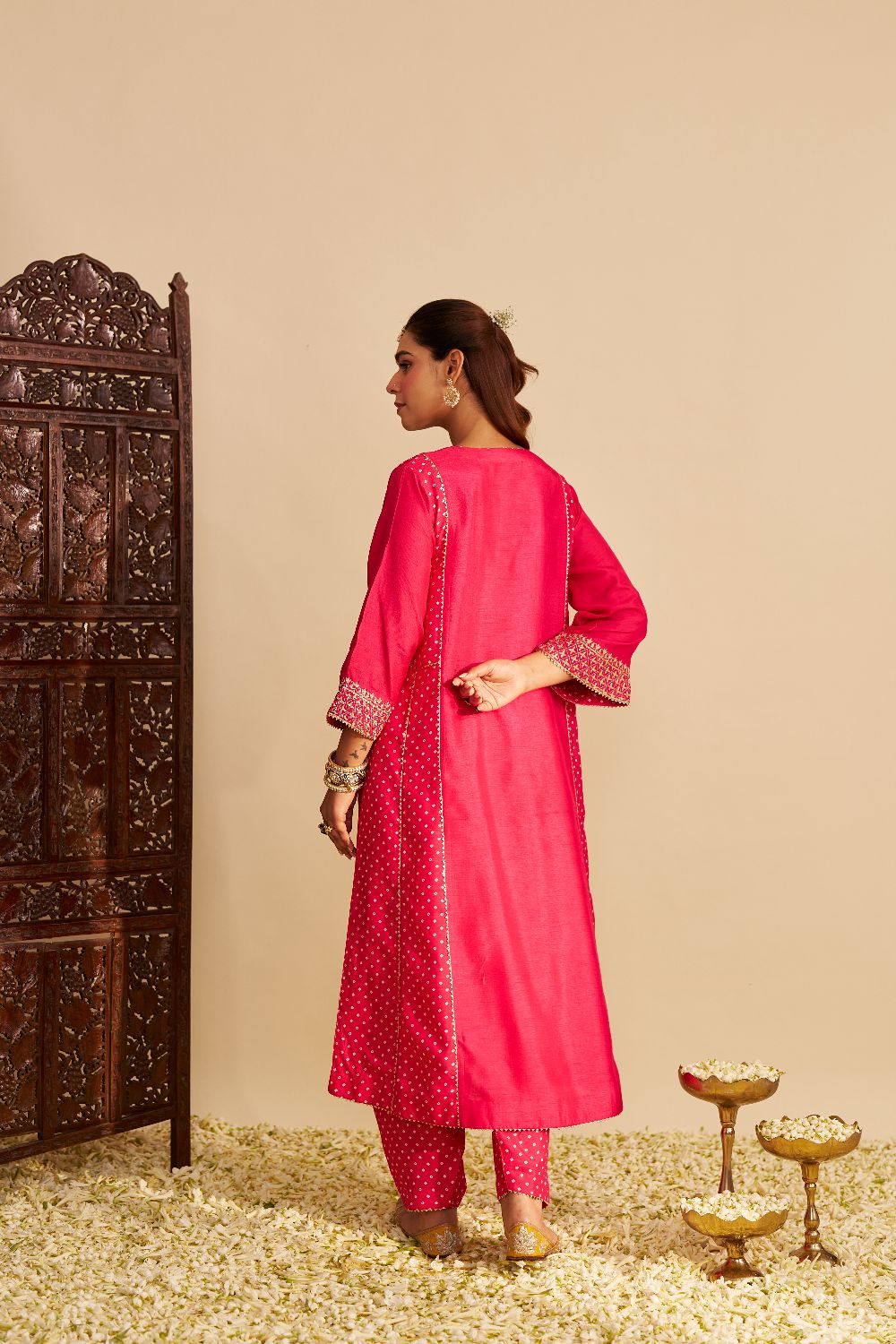 Esra - Long Chauga With Salwar-Hotpink