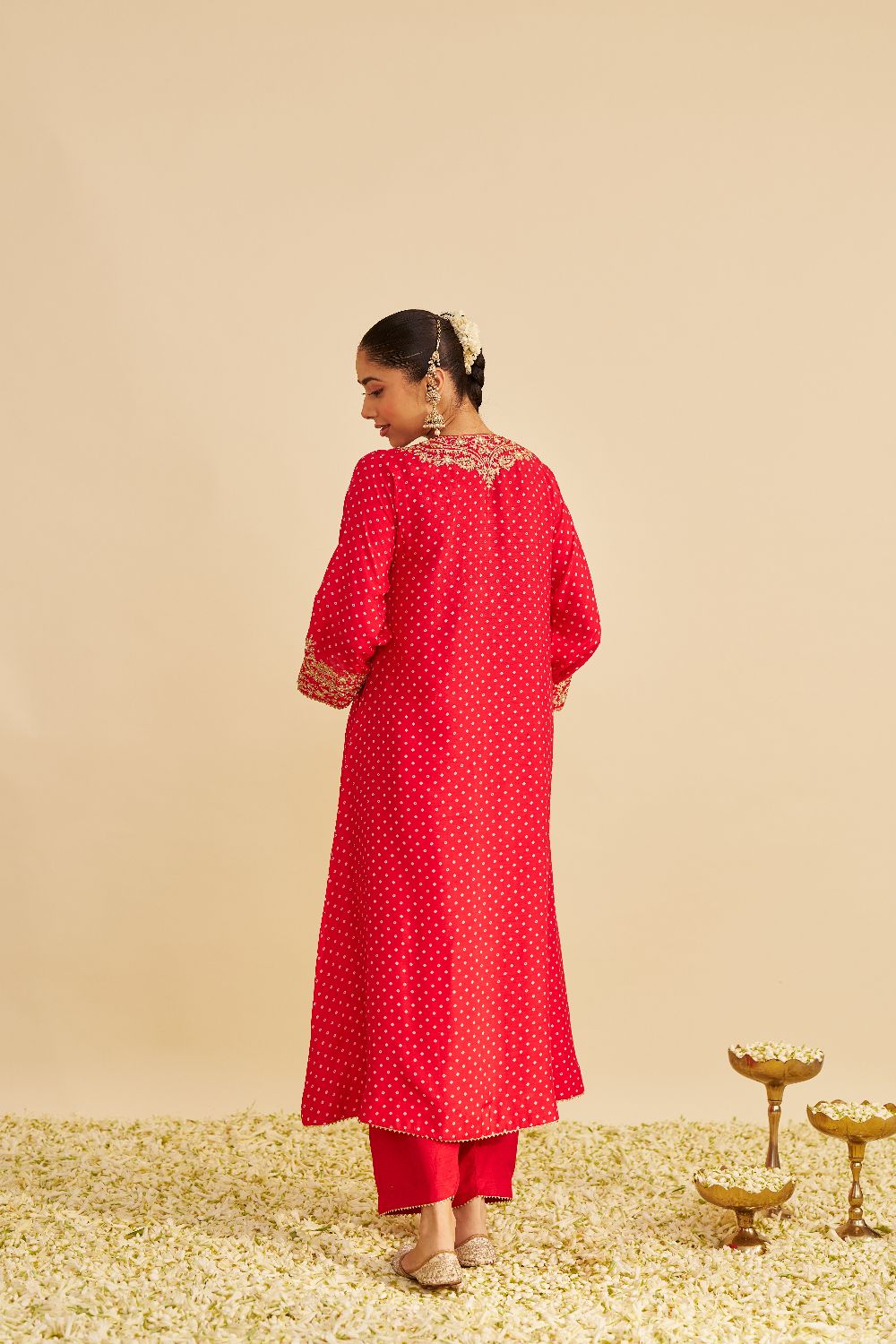 Shezia - Long Chauga With Salwar-Red