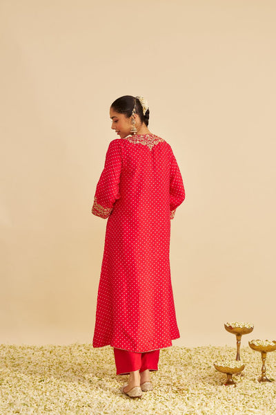 Shezia - Long Chauga With Salwar-Red