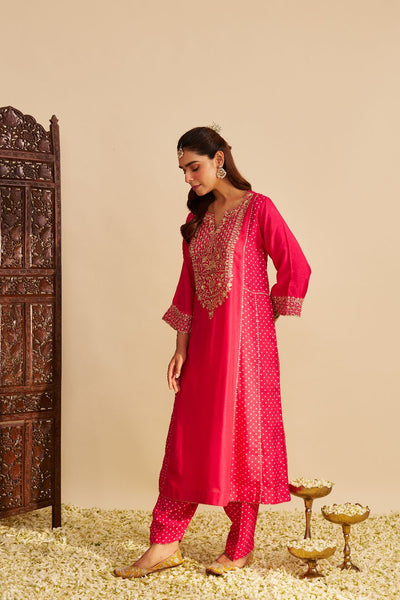 Esra - Long Chauga With Salwar-Hotpink