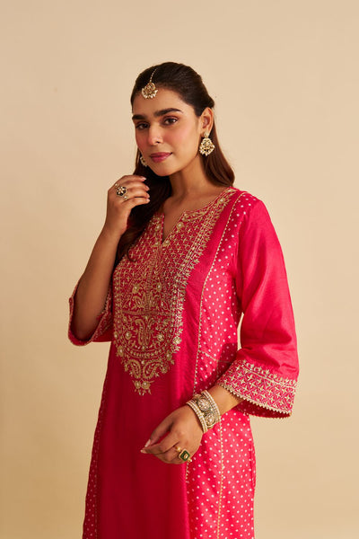Esra - Long Chauga With Salwar-Hotpink