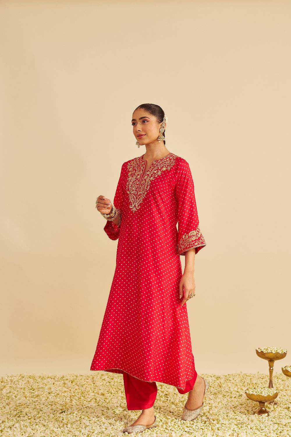 Shezia - Long Chauga With Salwar-Red