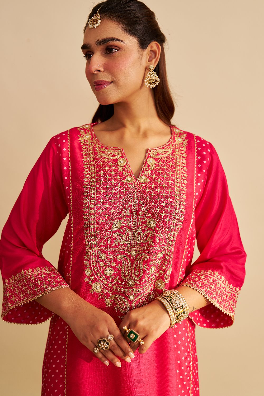 Esra - Long Chauga With Salwar-Hotpink