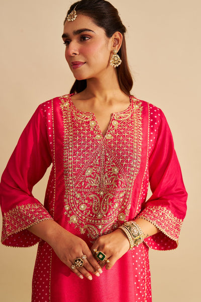 Esra - Long Chauga With Salwar-Hotpink