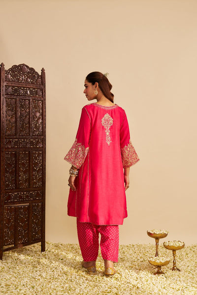 Niyah - Short Chauga With Salwar-Hotpink