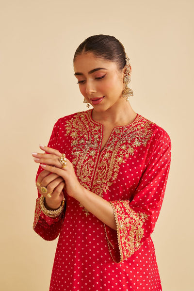 Shezia - Long Chauga With Salwar-Red