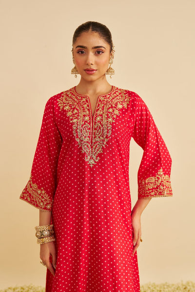 Shezia - Long Chauga With Salwar-Red