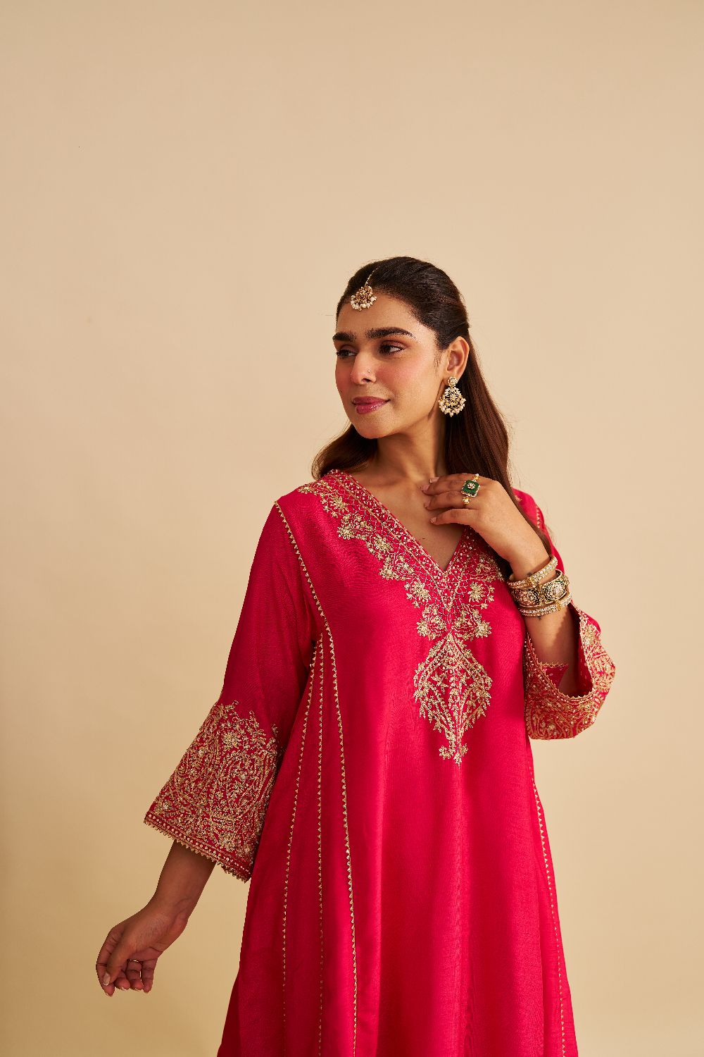 Niyah - Short Chauga With Salwar-Hotpink