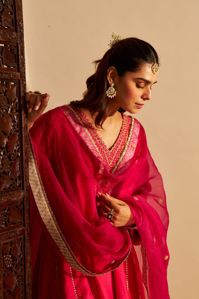 Niyah - Short Chauga With Salwar-Hotpink