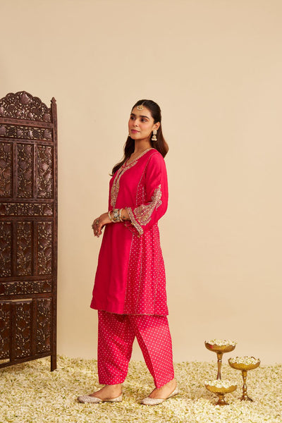 Jeriah - Short Chauga With Salwar-Hotpink