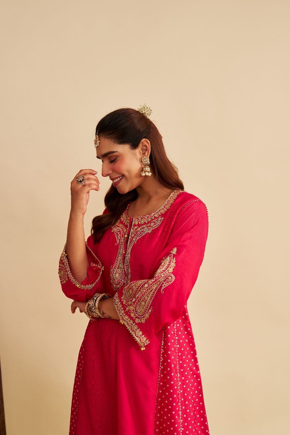 Jeriah - Short Chauga With Salwar-Hotpink