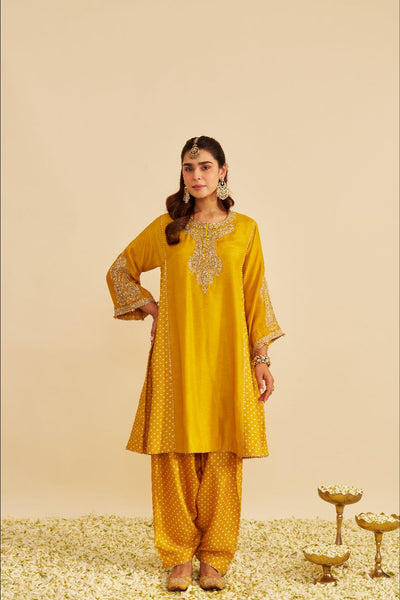 Jeriah - Short Chauga With Salwar-Mustard