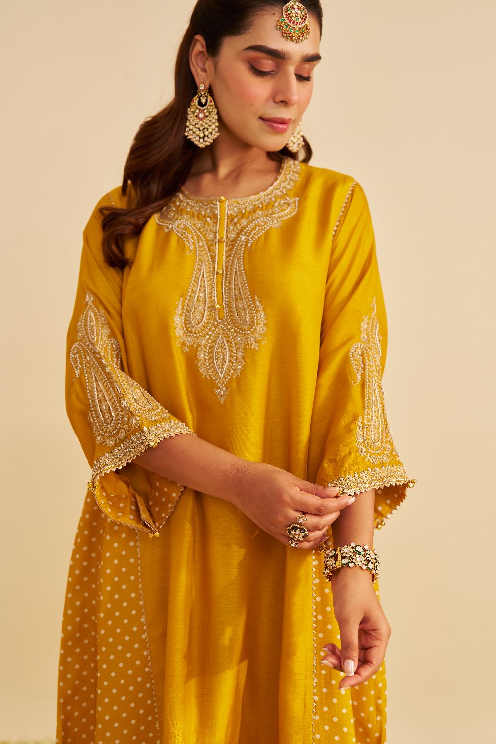 Jeriah - Short Chauga With Salwar-Mustard