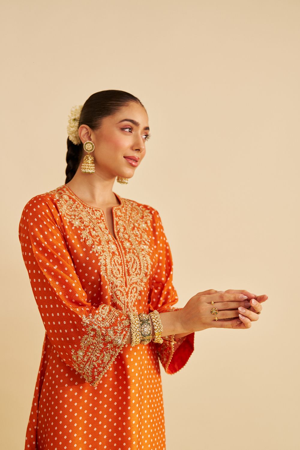 Shezia - Long Chauga With Salwar-Orange