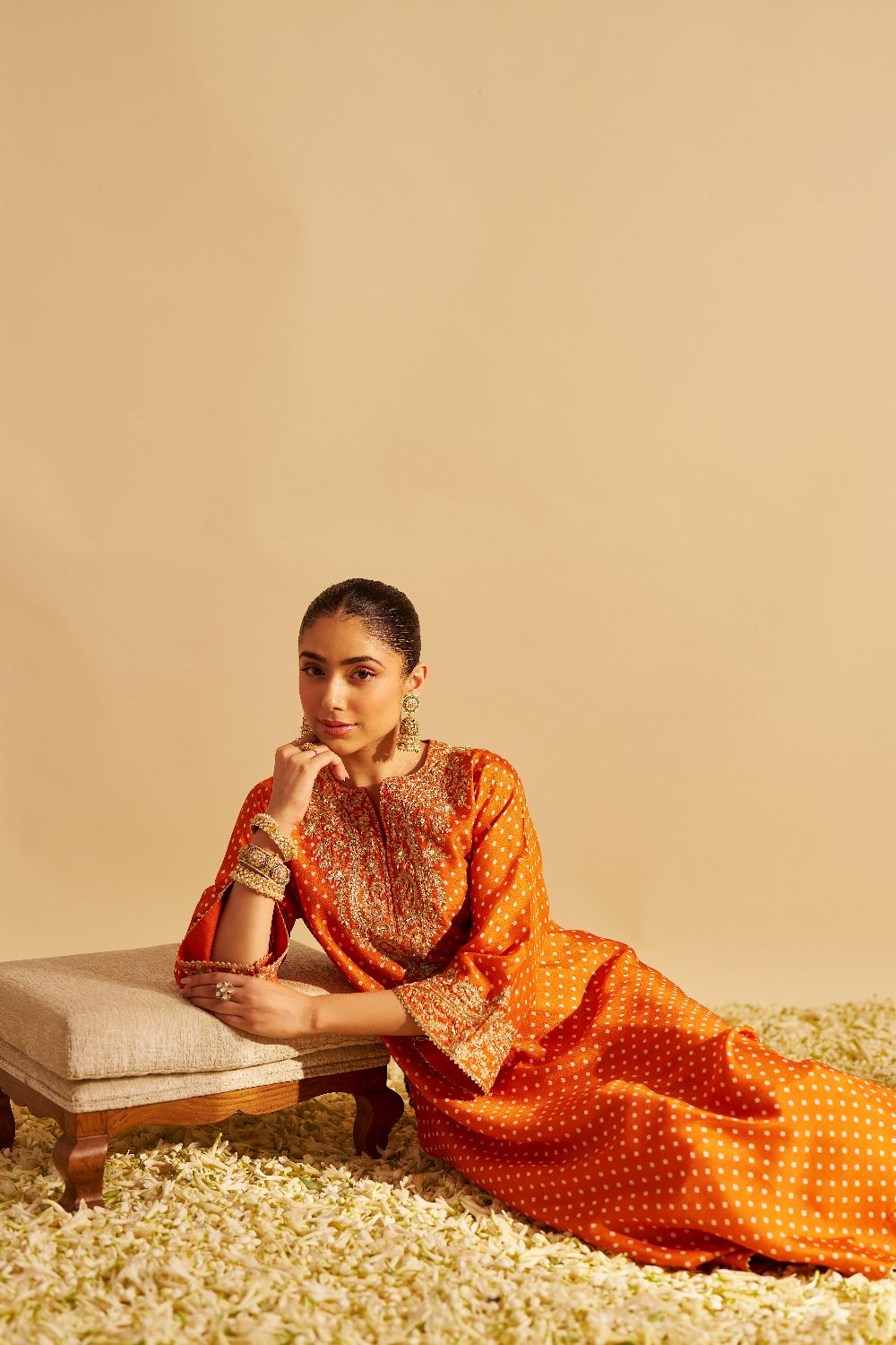 Shezia - Long Chauga With Salwar-Orange