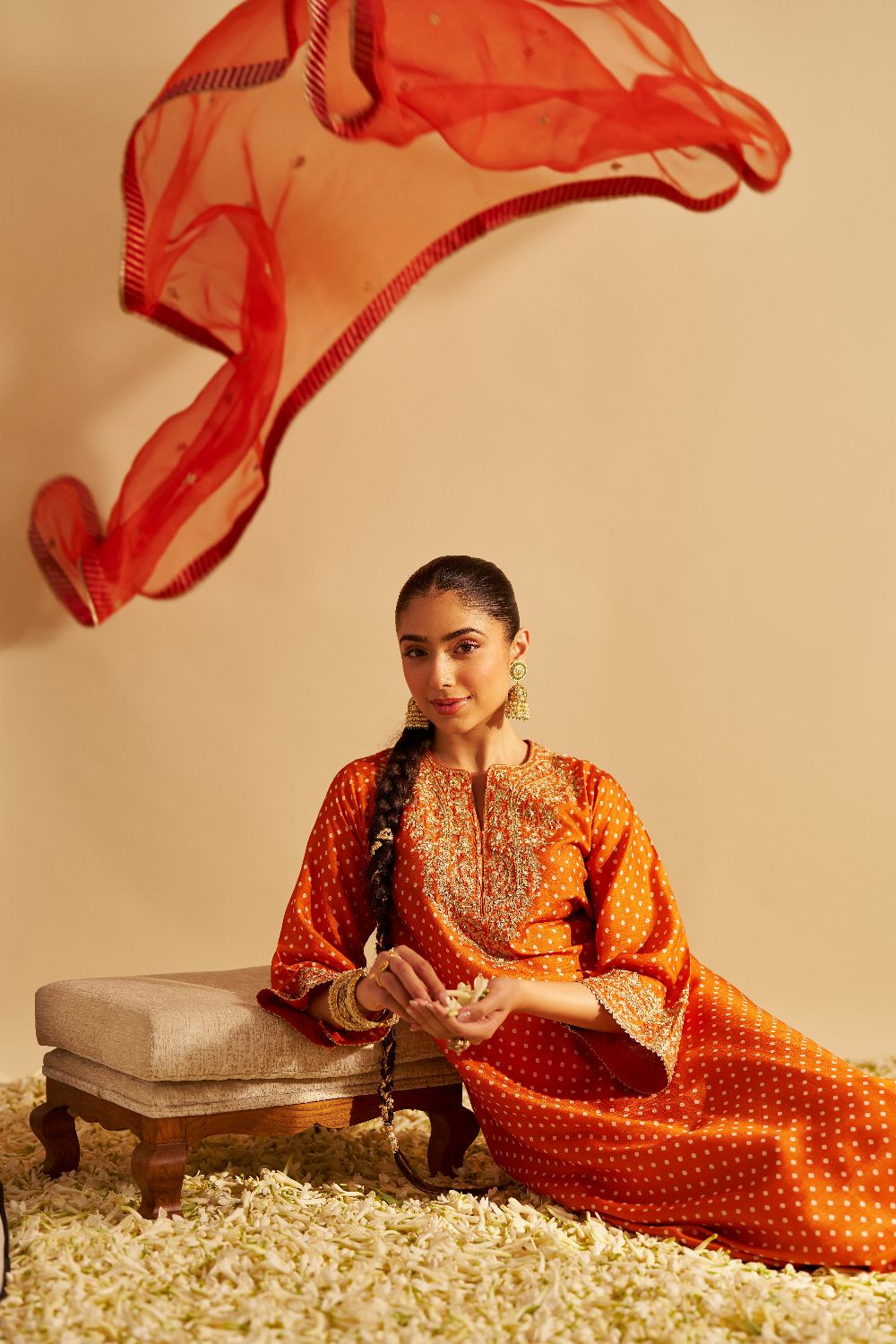 Shezia - Long Chauga With Salwar-Orange