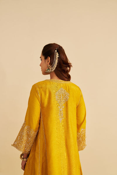 Niyah - Short Chauga With Salwar-Mustard