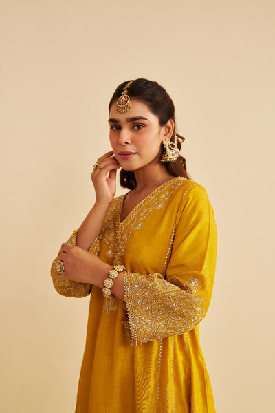 Niyah - Short Chauga With Salwar-Mustard