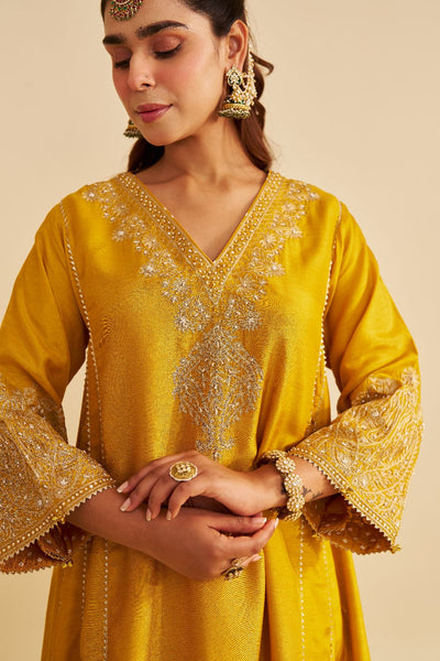 Niyah - Short Chauga With Salwar-Mustard