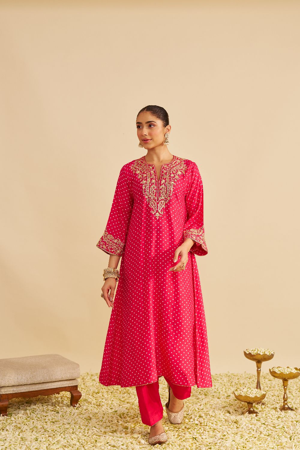 Shezia - Long Chauga With Salwar-Hotpink