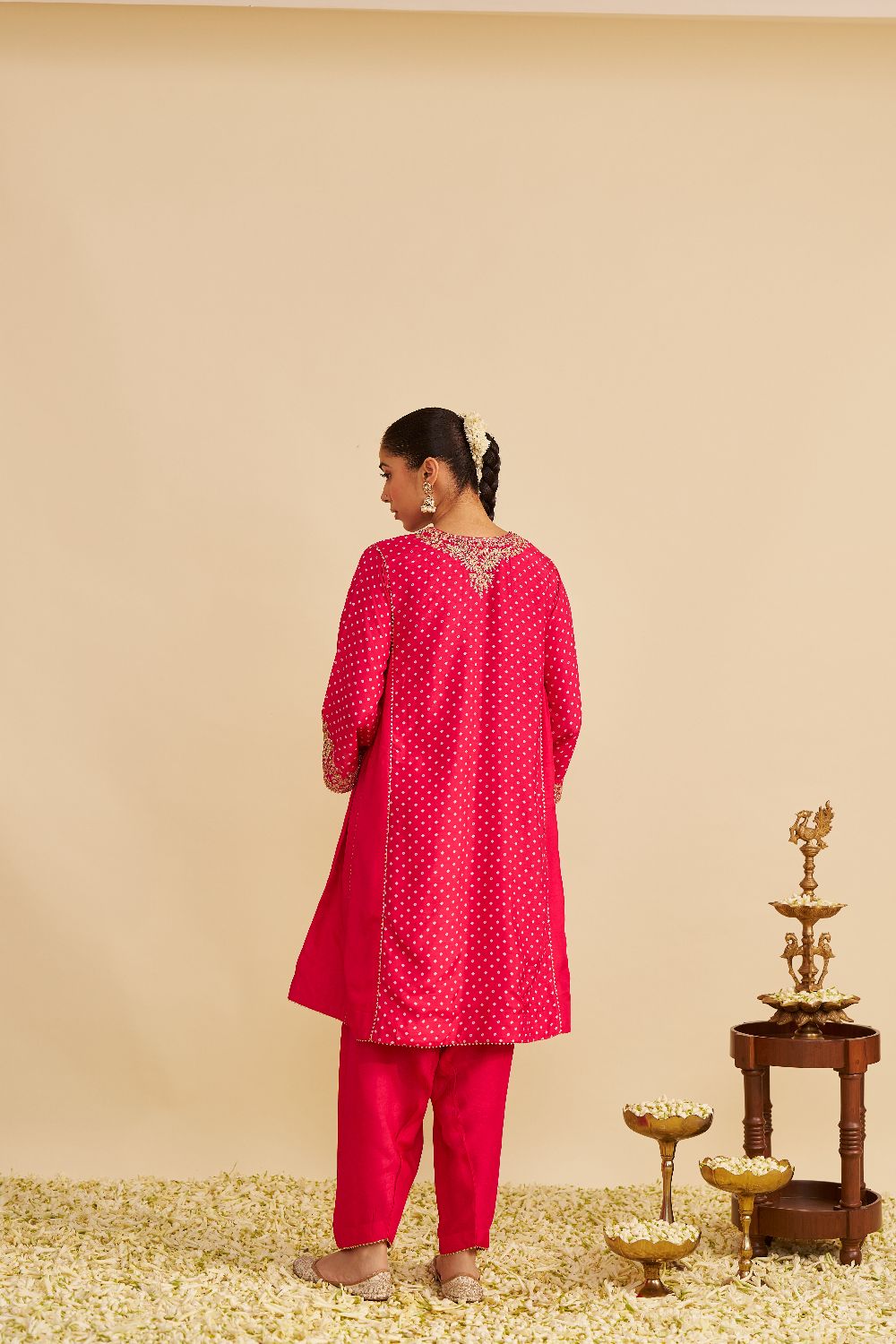 Kayra - Short Gathered Chauga With Salwar-Hotpink