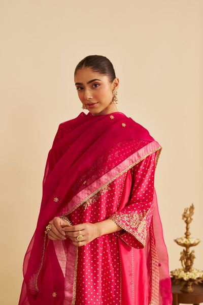 Kayra - Short Gathered Chauga With Salwar-Hotpink