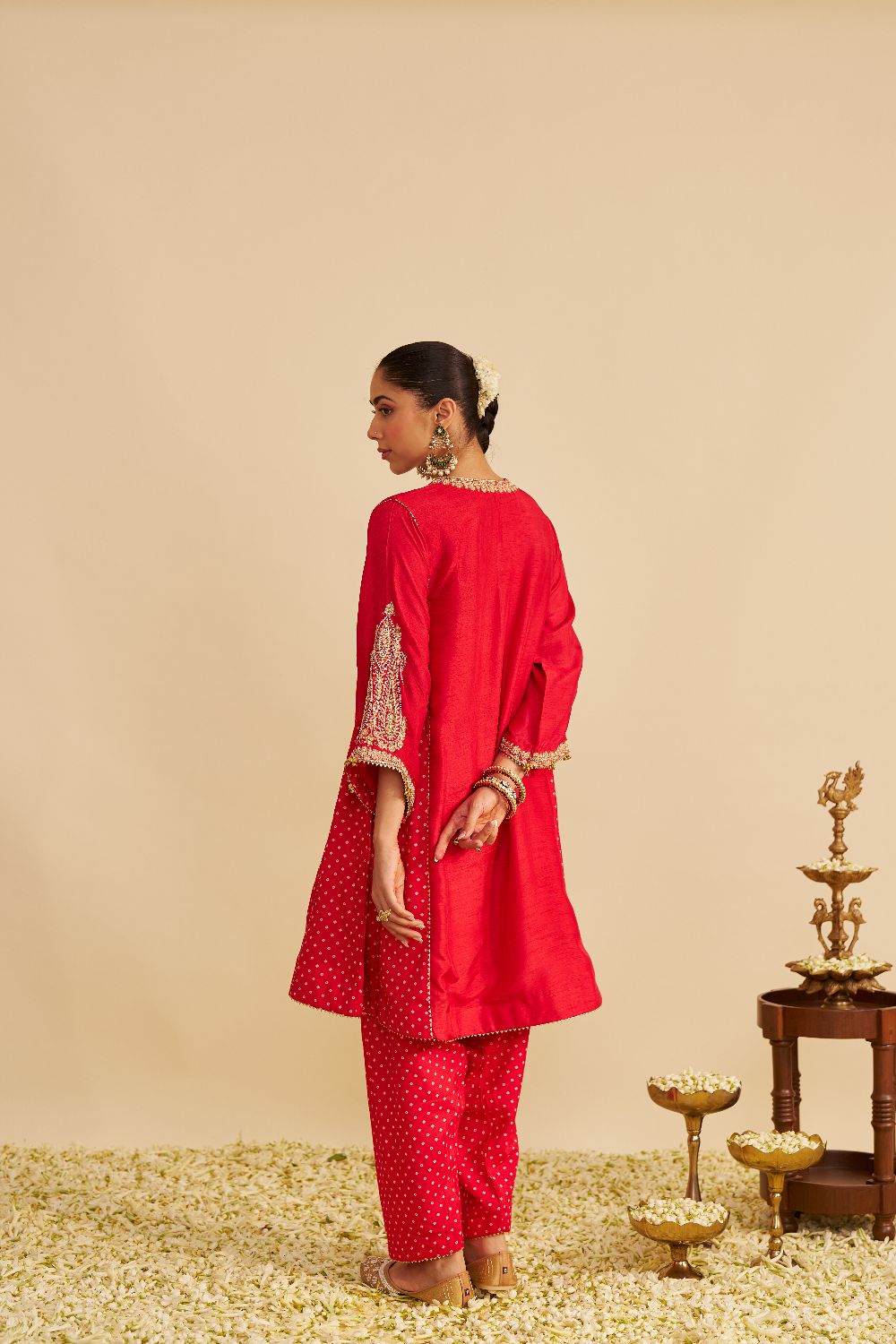 Jeriah - Short Chauga With Salwar-Red