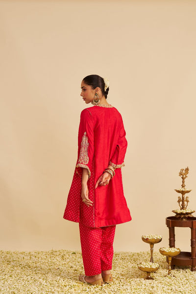 Jeriah - Short Chauga With Salwar-Red