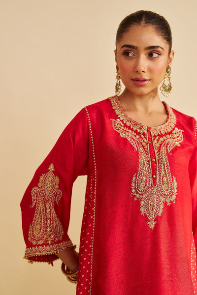 Jeriah - Short Chauga With Salwar-Red