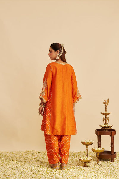 Jeriah - Short Chauga With Salwar-Orange