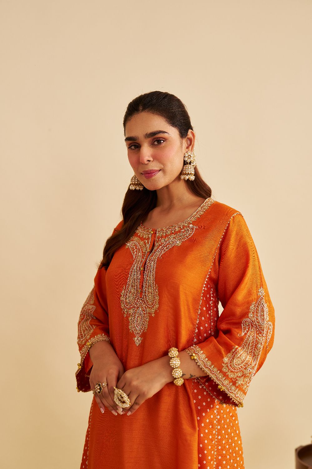 Jeriah - Short Chauga With Salwar-Orange
