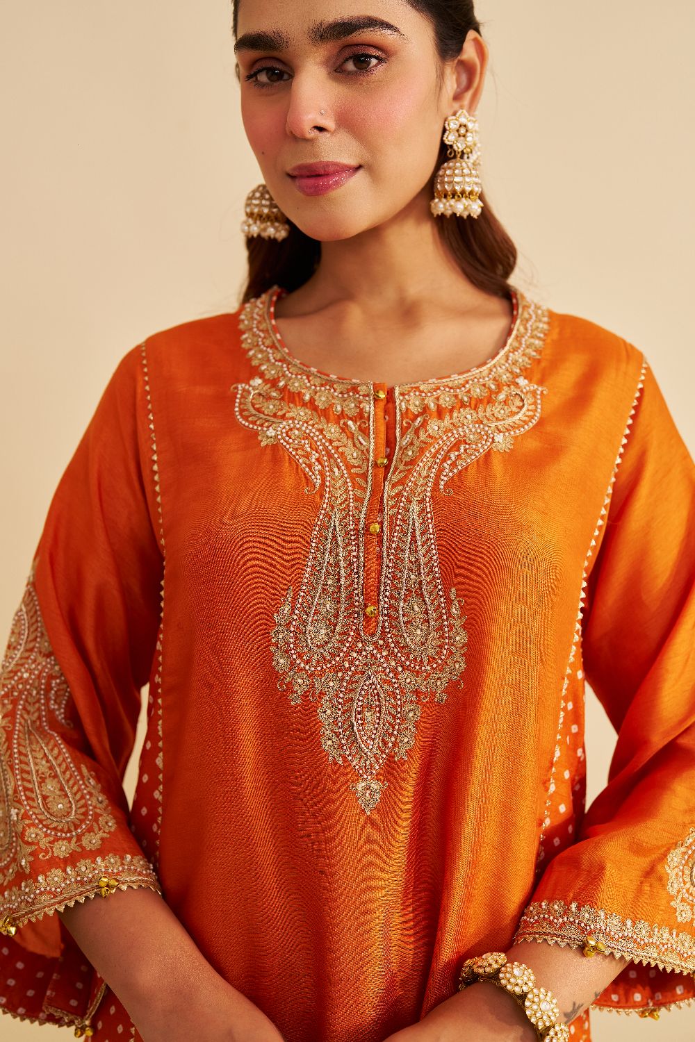 Jeriah - Short Chauga With Salwar-Orange