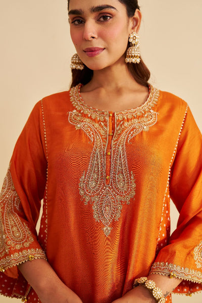 Jeriah - Short Chauga With Salwar-Orange