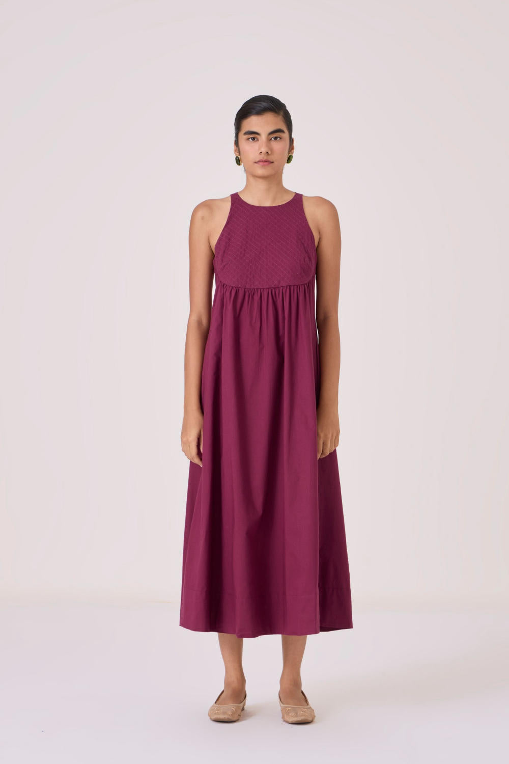 Shehan Burgundy Quilted Dress