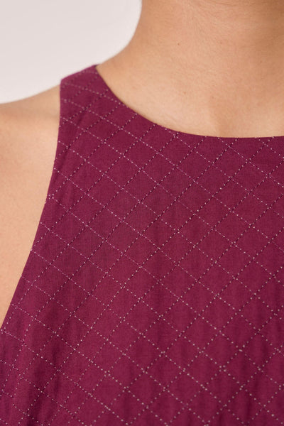 Shehan Burgundy Quilted Dress