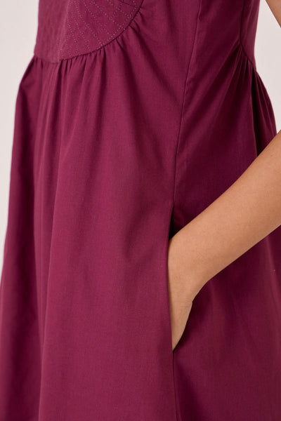 Shehan Burgundy Quilted Dress