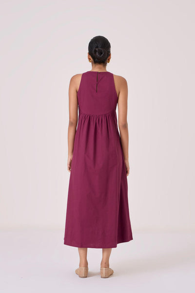 Shehan Burgundy Quilted Dress