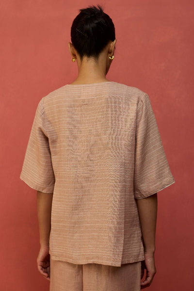 Shiro Stripe Linen Co-ord Set - Dusty Rose