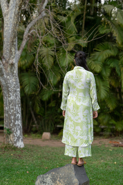 The Horizon Shirt Dress-Lime Green