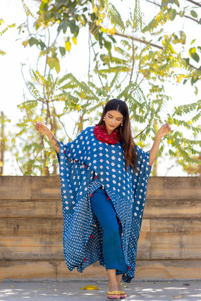SILK PANTS WITH BEADS-BLUE