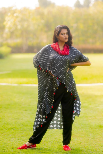 SILK PANTS WITH BEADS-BLACK