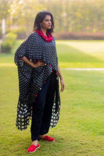 SILK PANTS WITH BEADS-BLACK