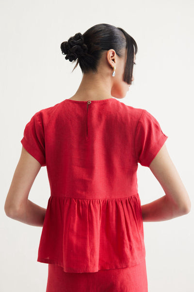 Slow Living Linen Peplum Top