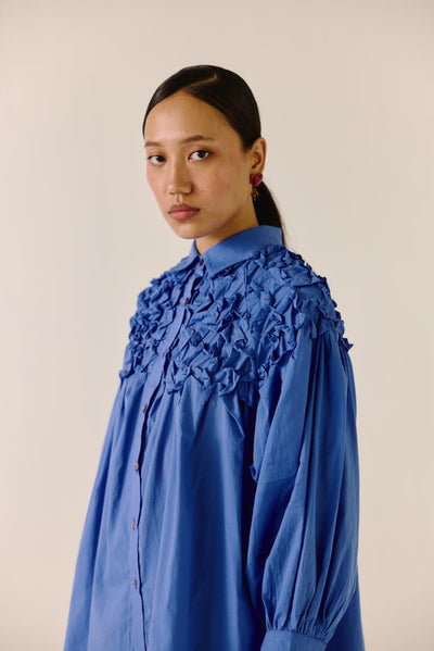 Smocked Shirt-Electric Blue
