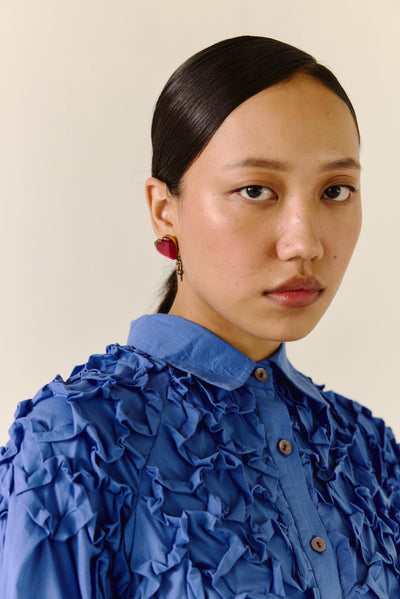 Smocked Shirt-Electric Blue